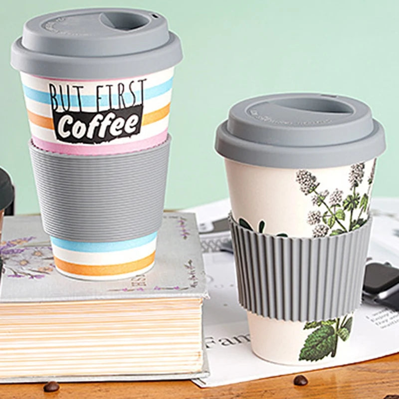 401-500ml Eco Friendly Bamboo Reusable Travel Cup For Outdoor Portable Mug Tea Coffee Cup Coffee Tea Water Juice Mug Flask Gift