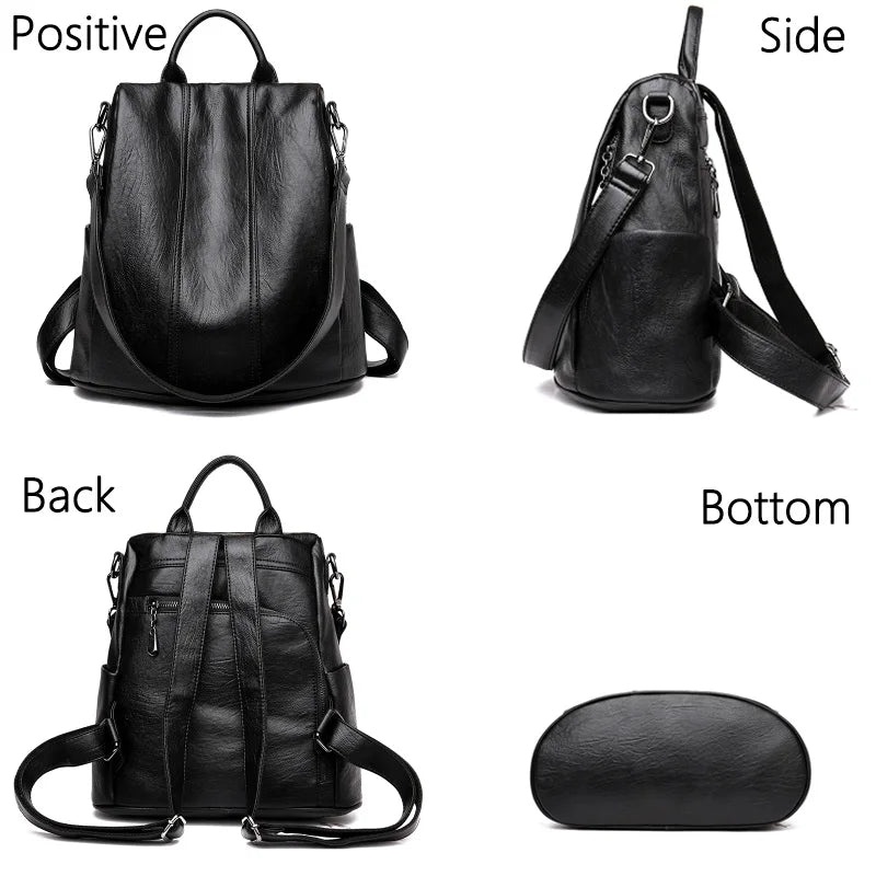 Women's Waterproof Anti Theft Leather Backpack 2024 Girls Shoulder Bags Multifunctional Large Capacity Travel Backpacks Mochilas