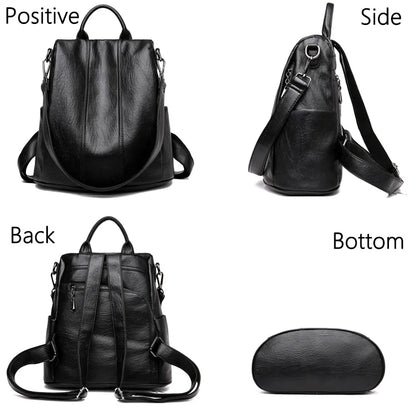 Women's Waterproof Anti Theft Leather Backpack 2024 Girls Shoulder Bags Multifunctional Large Capacity Travel Backpacks Mochilas