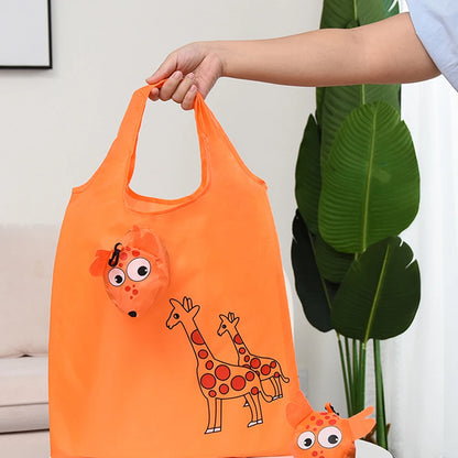 Eco Friendly Foldable Shopping Bag Cartoon Reusable Shoulder Bag Women's Portable Grocery Bags Storage Tote Bag Home Organizator
