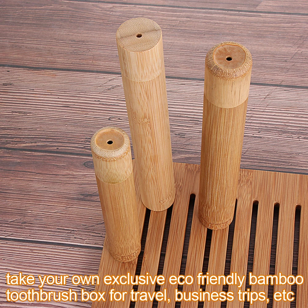 Eco-Friendly Wooden Toothbrush Box Round Nature Bamboo Toothbrush Tube Adult Oral Hygiene Health For Portable Travel Accessory