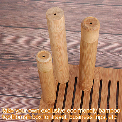 Eco-Friendly Wooden Toothbrush Box Round Nature Bamboo Toothbrush Tube Adult Oral Hygiene Health For Portable Travel Accessory