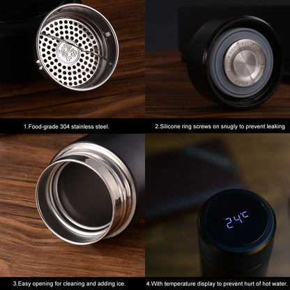 Custom Name Smart Digital Water Bottle Keeps Cold and Heat Thermal Bottle Stainless Steel Thermos for Baby Children Kids