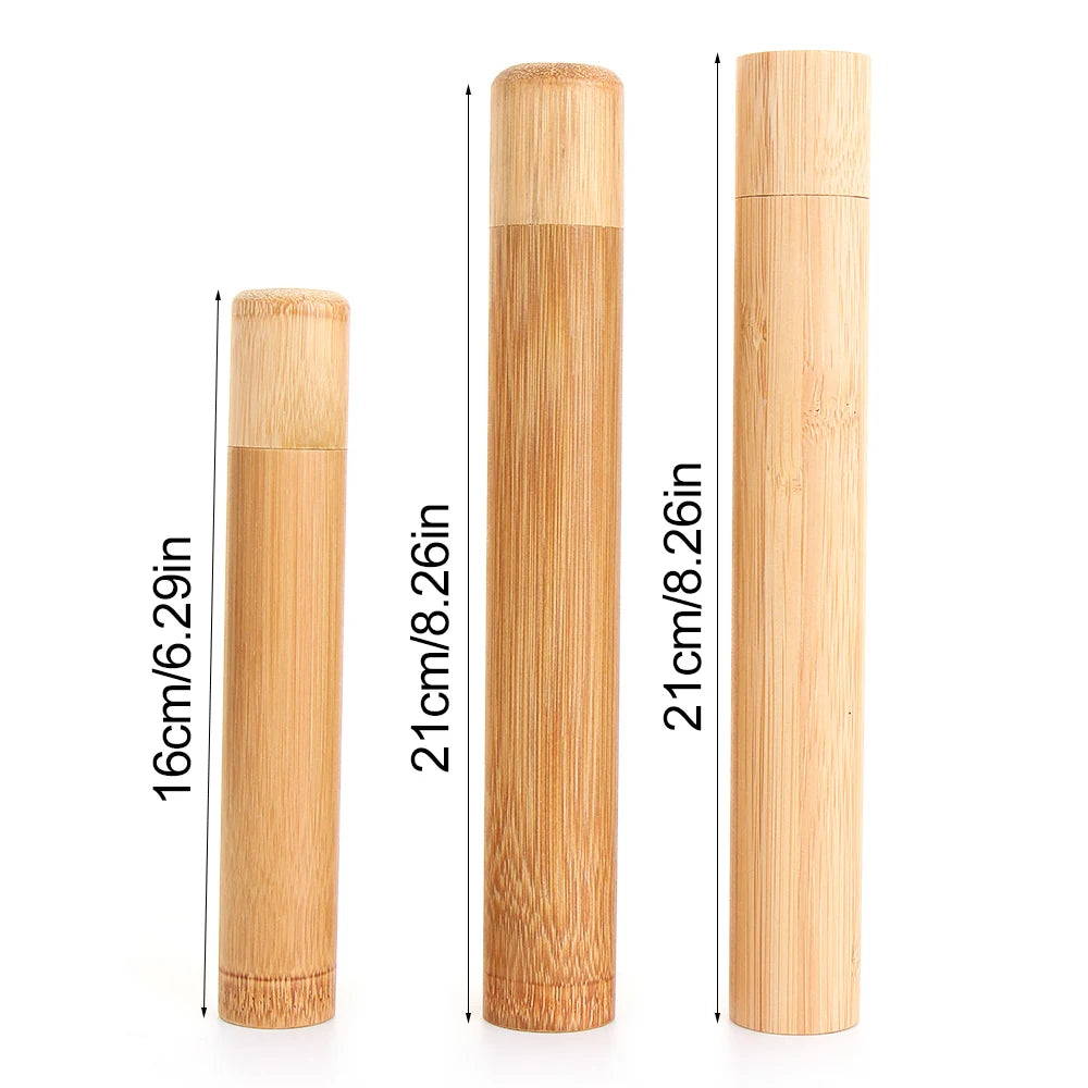 Eco-Friendly Wooden Toothbrush Box Round Nature Bamboo Toothbrush Tube Adult Oral Hygiene Health For Portable Travel Accessory