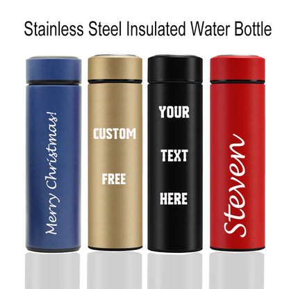 Custom Name Smart Digital Water Bottle Keeps Cold and Heat Thermal Bottle Stainless Steel Thermos for Baby Children Kids