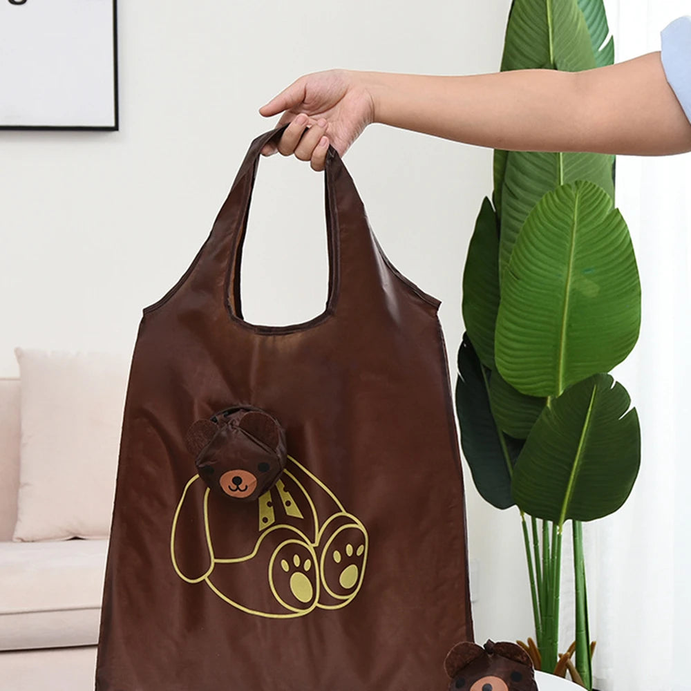 Eco Friendly Foldable Shopping Bag Cartoon Reusable Shoulder Bag Women's Portable Grocery Bags Storage Tote Bag Home Organizator