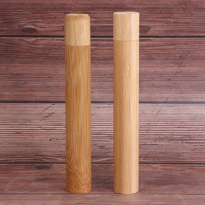 Eco-Friendly Wooden Toothbrush Box Round Nature Bamboo Toothbrush Tube Adult Oral Hygiene Health For Portable Travel Accessory