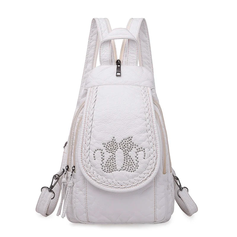 2024 New Women Backpack Designer Embroidered High Quality Leather Women Fashion Embroidery Bag Large Capacity Travel Backpacks