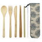 Eco-Friendly Wooden Dinnerware Set Portable Travel Tableware Set Bamboo Cutlery Set  Wooden Outdoor Utensils With Pouch