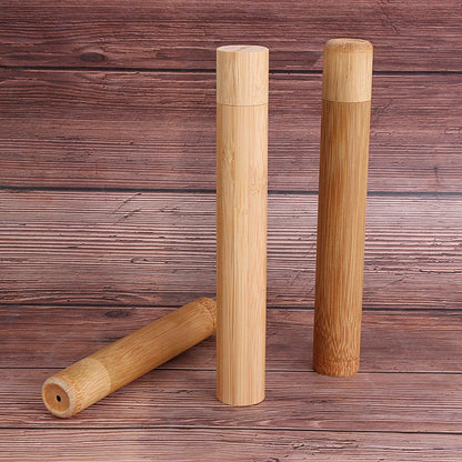 Eco-Friendly Wooden Toothbrush Box Round Nature Bamboo Toothbrush Tube Adult Oral Hygiene Health For Portable Travel Accessory
