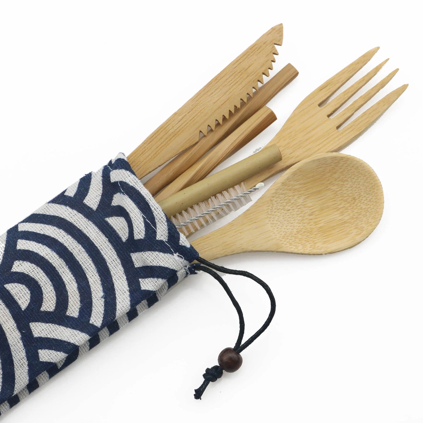 Eco-Friendly Wooden Dinnerware Set Portable Travel Tableware Set Bamboo Cutlery Set  Wooden Outdoor Utensils With Pouch