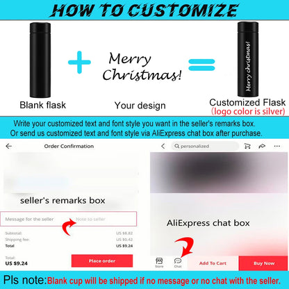 Custom Name Smart Digital Water Bottle Keeps Cold and Heat Thermal Bottle Stainless Steel Thermos for Baby Children Kids