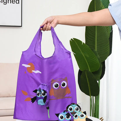 Eco Friendly Foldable Shopping Bag Cartoon Reusable Shoulder Bag Women's Portable Grocery Bags Storage Tote Bag Home Organizator