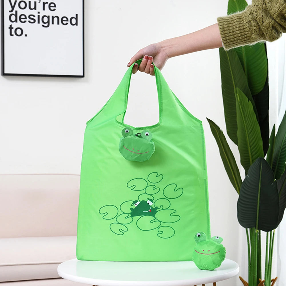 Eco Friendly Foldable Shopping Bag Cartoon Reusable Shoulder Bag Women's Portable Grocery Bags Storage Tote Bag Home Organizator