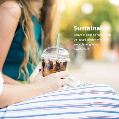Eco-friendly Reusable Glass Wide straw Boba Drinking Straws Bubble Tea Straws for Smoothie Milkshakes Straws with Cleaning Brush
