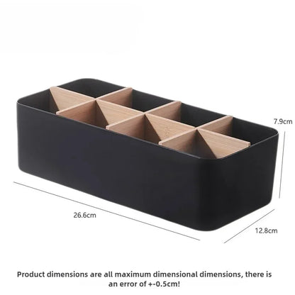 Eco-Friendly Bamboo & Wood Storage Box-Removable Multi-Use Organizer Basket for Home, Kitchen & Bathroom-Large Capacity Storage