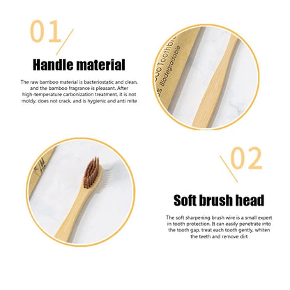 Bamboo Toothbrushes 100Pcs Eco Friendly Resuable Toothbrush Adult Wooden Soft Tooth Brush Eco Friendly Vegan
