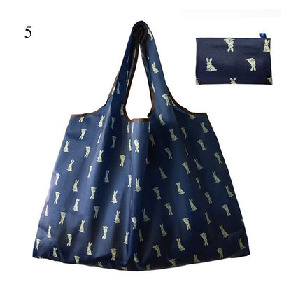 Eco-Friendly Printing Foldable Shopping Bag Tote Folding Pouch Handbags Convenient Large-capacity Thick For Travel Grocery Bag