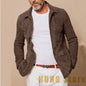 Vintage Brown Suede Men's Suit Hunting Jacket Single Breasted Slim Fashion Design Casual Outdoor Jacket Lapel