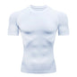 Men Compression Running T Shirt Fitness Tight Short Sleeve Tshirt Training Jogging Shirts Gym Sportswear Quick Dry Rashgard
