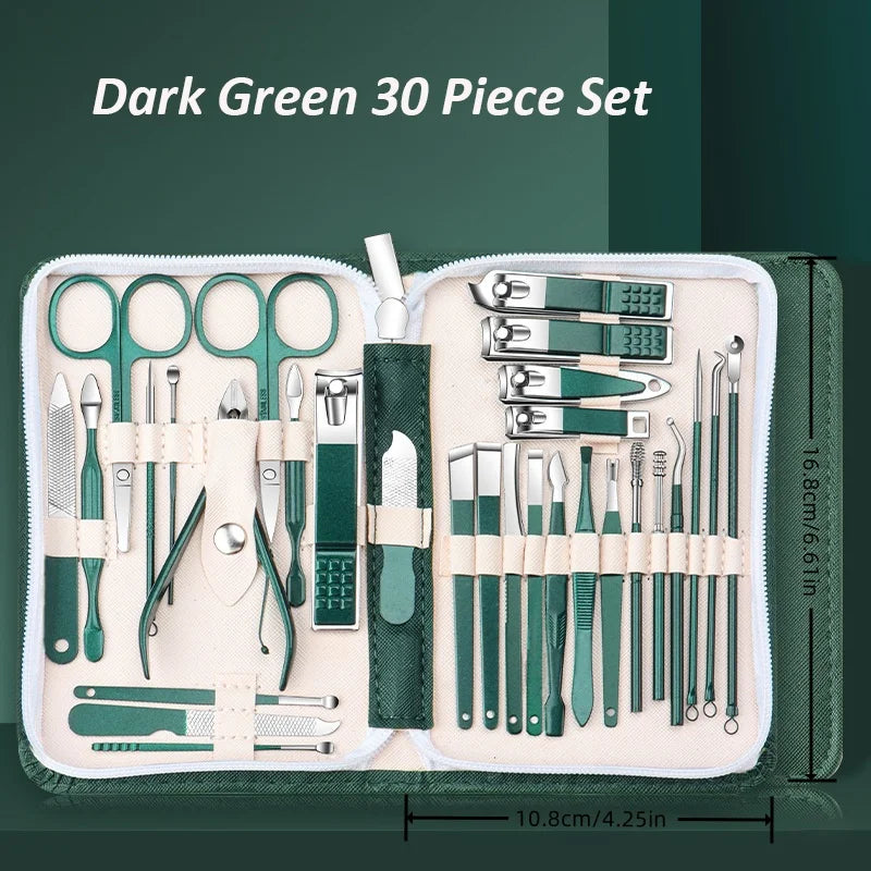 30pcs Manicure Set Portable Stainless Steel Nail Cutter Trimming Tool Beauty Pedicure Kit Finger Care Nail Clipper Scissors Set