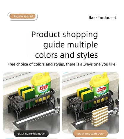 Kitchen Spice Storage Shelf with Drainage Rack, Installation Sink Organizer, Tap-Mounted Shelf for Home Kitchen Accessories