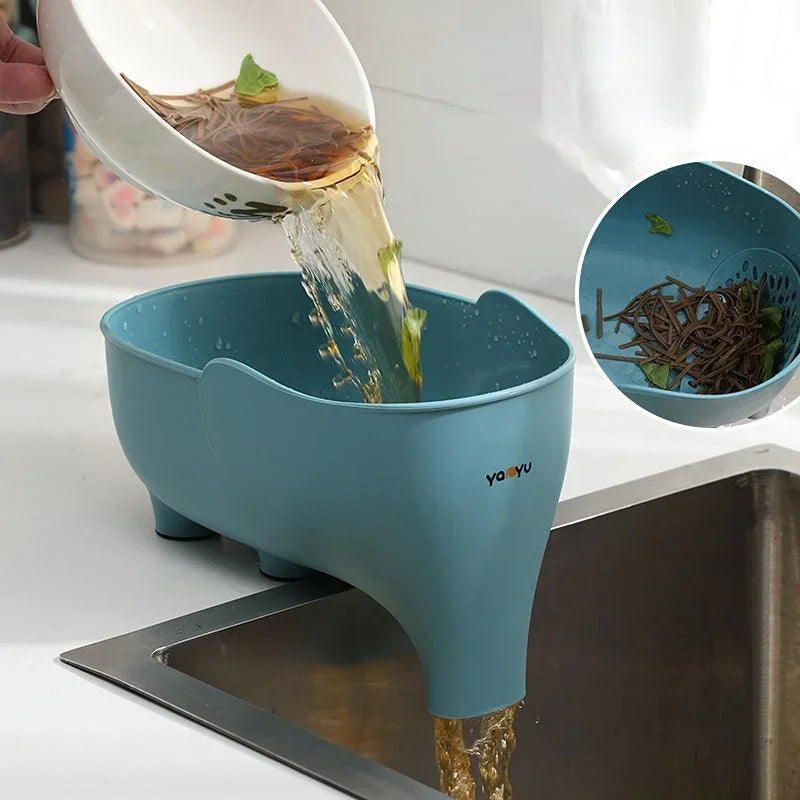 Kitchen Sink Filter Drainage Filter Basket Dry Wet Separation Garbage Filter Elephant Shaped Hanging Vegetable Washing Basket