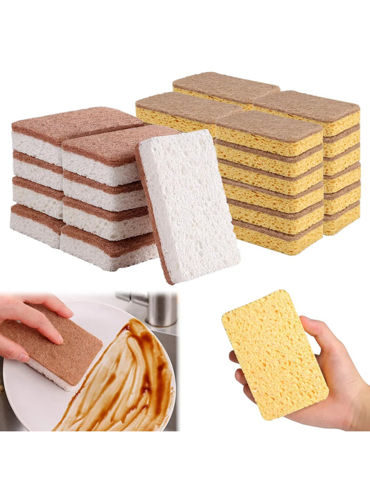 Biodegradable compostable cellulose and coconut scrubbing sponge -6 eco-friendly sponge tableware pieces ﻿