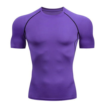 Men Compression Running T Shirt Fitness Tight Short Sleeve Tshirt Training Jogging Shirts Gym Sportswear Quick Dry Rashgard