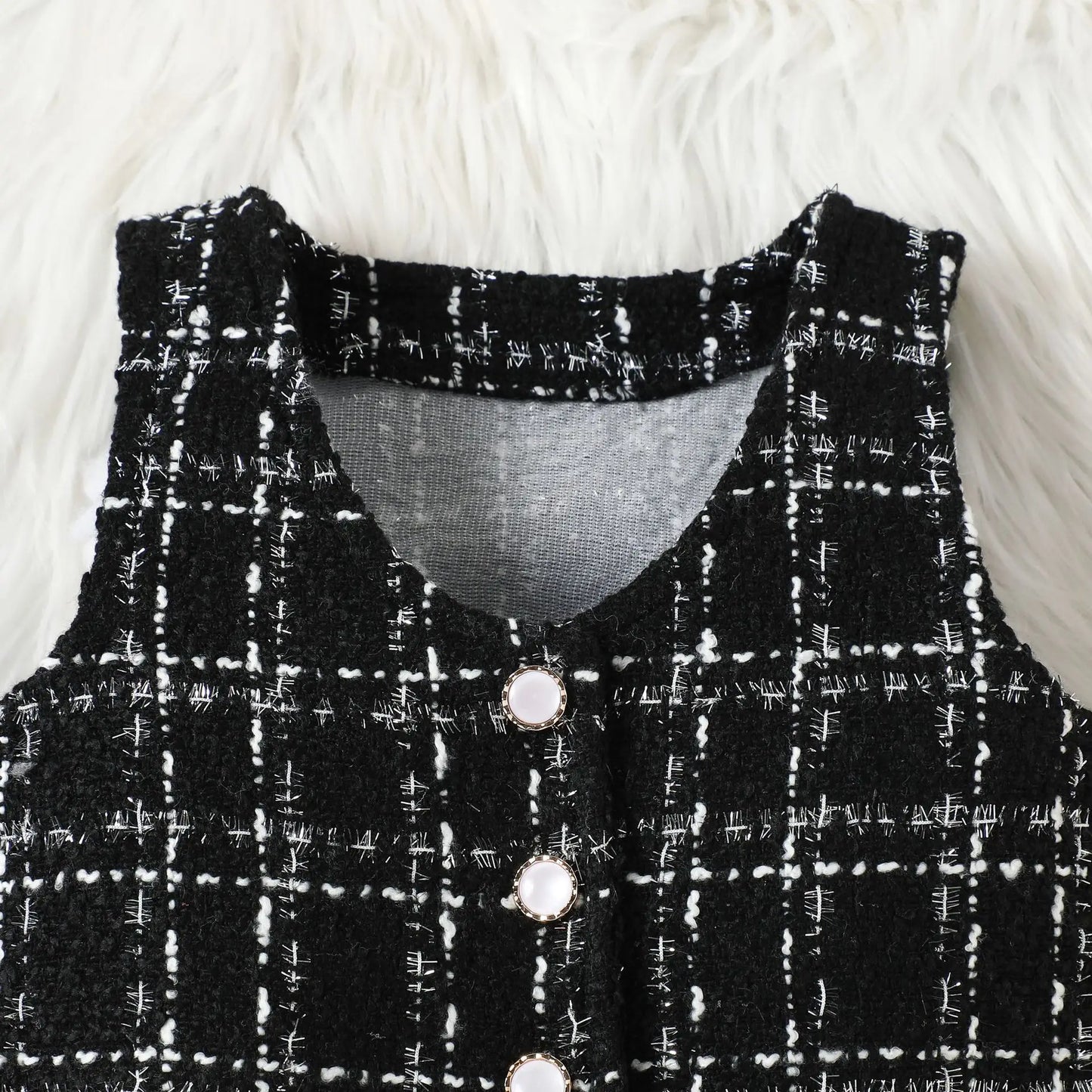 Autumn Winter Fashion Kids Outfits Set Toddler Long Sleeve Lace Tops Plaid Vest Jacket With Skirts For Girls Casual Elegant Wear