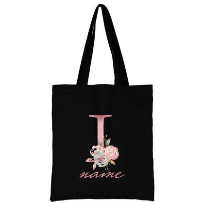 Custom Free Name Canvas Bags Women Shoulder Bag Handbags Pink Letter Beach Bags Tote Casual Woman Grocery Eco Shopping Bag