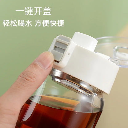 Simple Glass Water Bottle with Tea Spaced, Portable, Heat Resistant, Transparent, Summer Tumbler, Small, 350ml, 550ml