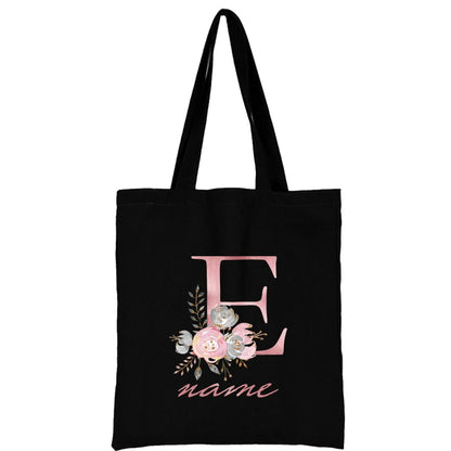 Custom Free Name Canvas Bags Women Shoulder Bag Handbags Pink Letter Beach Bags Tote Casual Woman Grocery Eco Shopping Bag