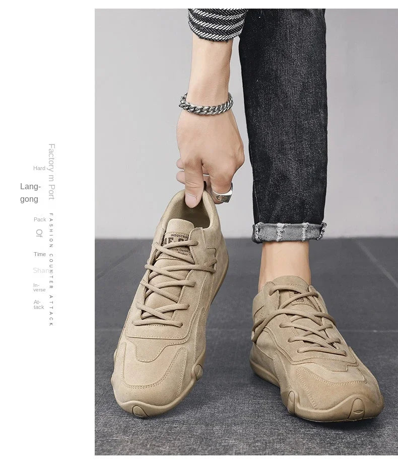 Ankle Boots For Men 2025 Spring Man Casual Sneakers Non Slip Khaki Work Mens Shoe Short Boots Loafers Lace Up Zapatillas Hombre