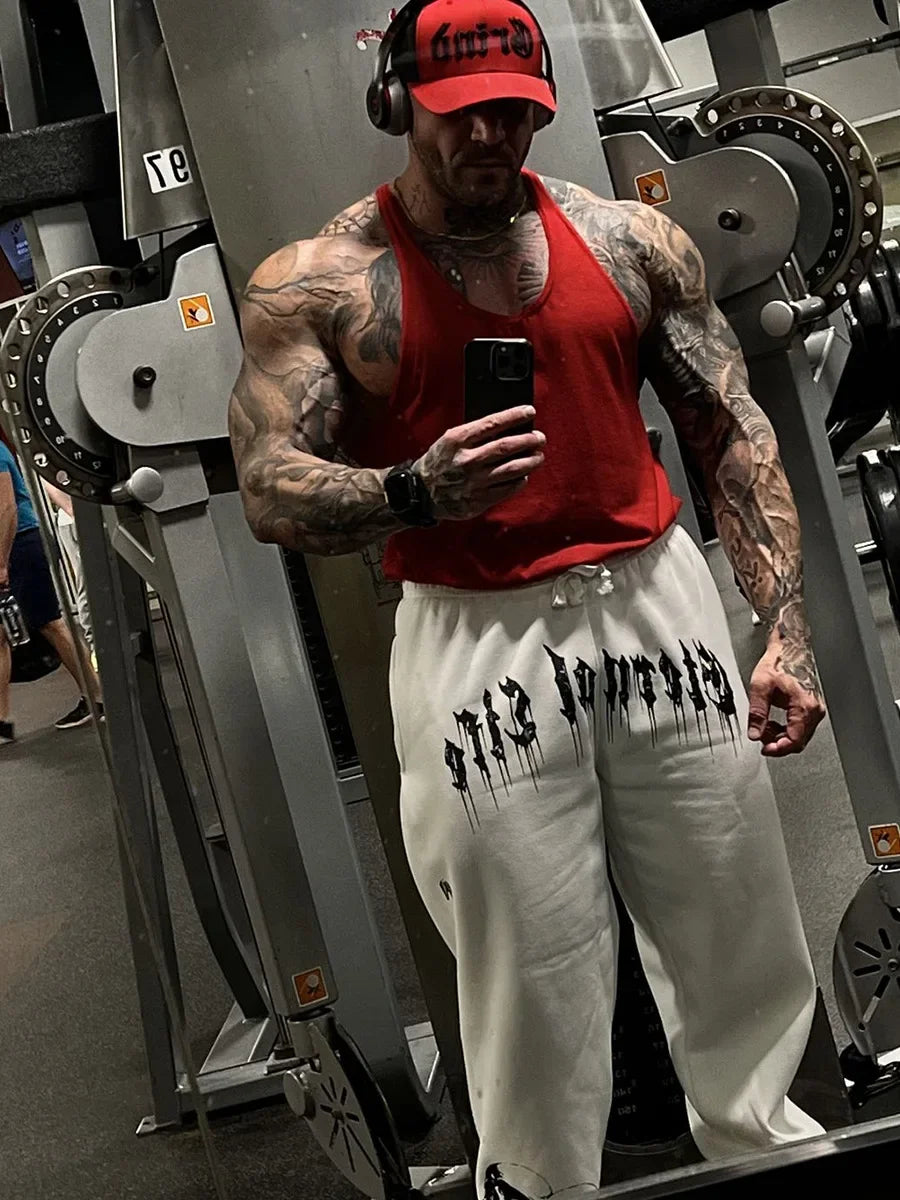 2024 European and American Men's New Year Wear Sports Pants Casual Sports Training Pants Men's Gym Pants