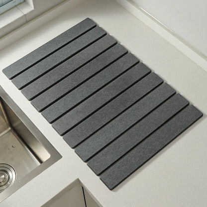 Eco-Friendly Portable Dish Drying Mat Diatom Mud High Absorbent Quick Drying Mat Non-Slip Foldable Collapsible Mat Home Use