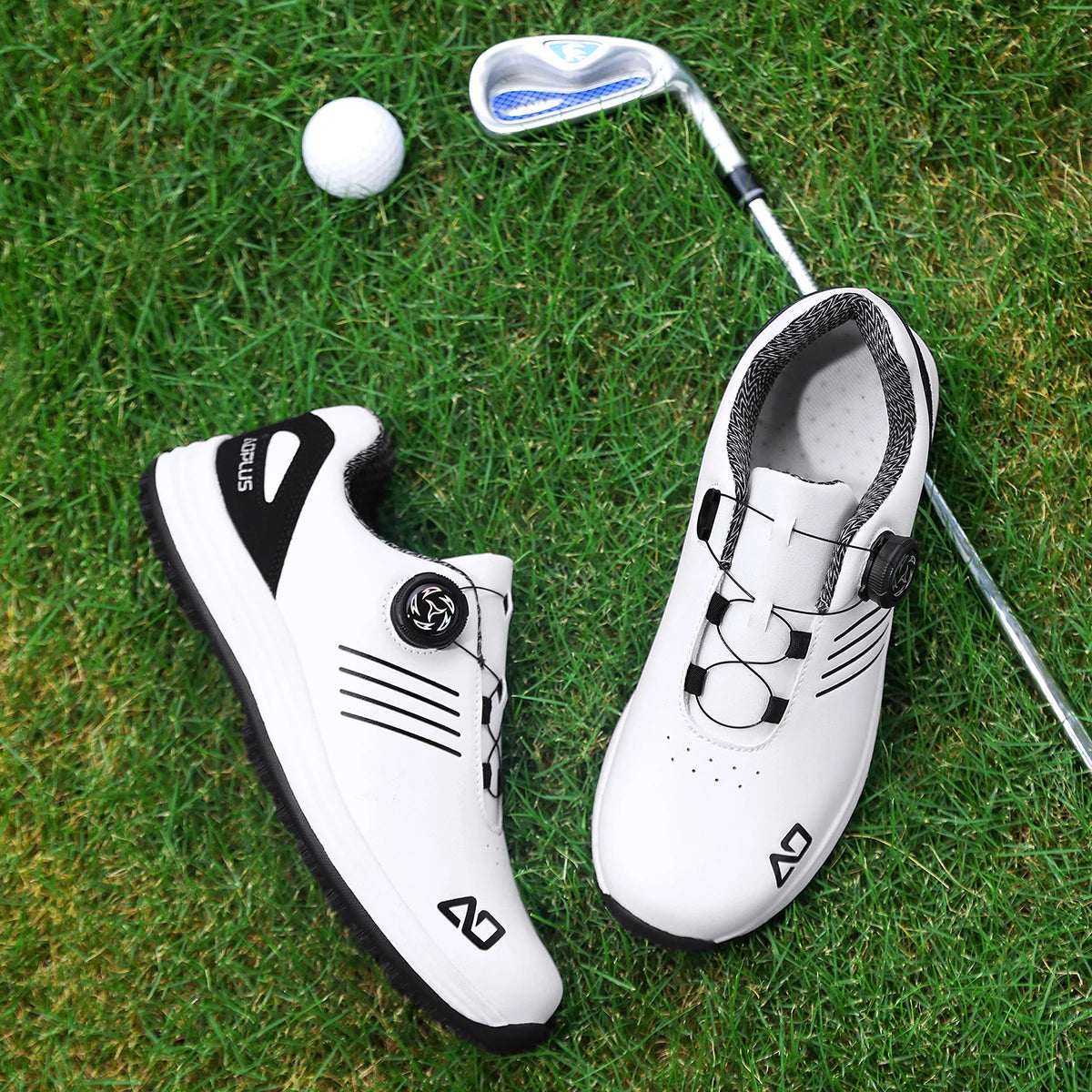 Men's Golf Shoes, New Style, Fashionable, Simple, Versatile, Solid Color, Waterproof Upper, Versatile, Stylish, Casual Sports Shoes for Men, Outdoor Youth Fashion, Men's Rotating Buckle Design, Thick Sole, Height-Increasing,