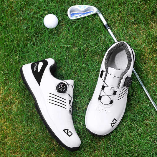 Men's Golf Shoes, New Style, Fashionable, Simple, Versatile, Solid Color, Waterproof Upper, Versatile, Stylish, Casual Sports Shoes for Men, Outdoor Youth Fashion, Men's Rotating Buckle Design, Thick Sole, Height-Increasing,