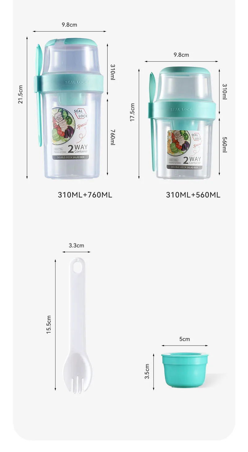 Carry Breakfast Cups, Salad Cups, Yogurt Cereal, Oatmeal Snacks, Parfait Containers and Salad Dressing Holders with Forks!
