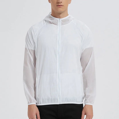 Summer Men's Sun Protection Clothing Lightweight Breathable Ice Silk Hooded Quick Dry Jacket Outdoor Anti-ultraviolet Skin Coat