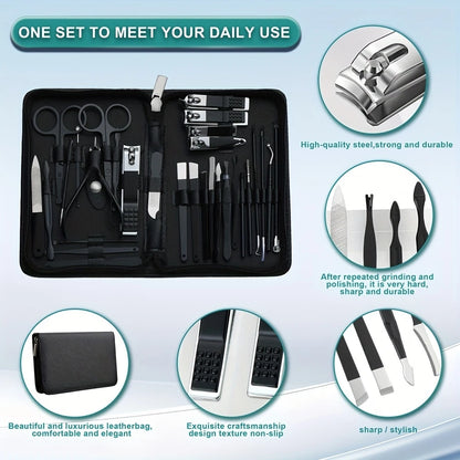 30pcs Manicure Set Portable Stainless Steel Nail Cutter Trimming Tool Beauty Pedicure Kit Finger Care Nail Clipper Scissors Set