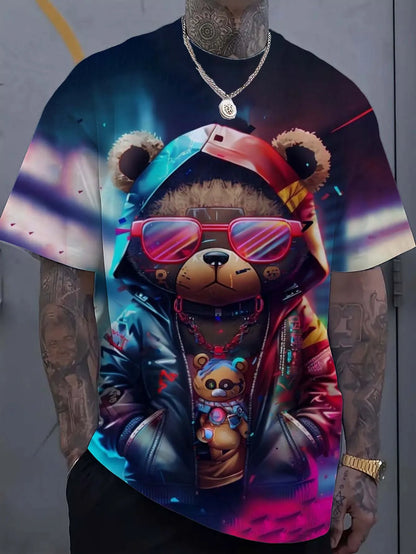 Men's T-Shirts Personalized Hip Hop Bear Pattern 3D Print Tops Tees Summer New Streetwear Oversized Unisex tShirt Men Clothes