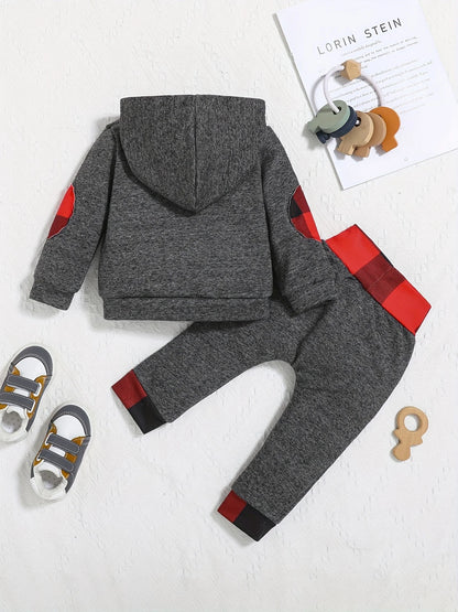 Boys Spring Autumn Casual Letter Print Hoodie And Pants Two-Piece Set Comfortable Breathable Clothing for Babies