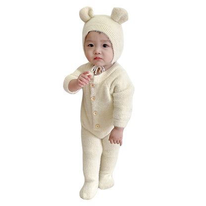 1-24M Baby Boy Girl Bodysuits Outfit Newborn Photography Props Plush Romper with Hat Photography Props