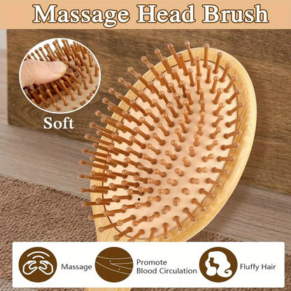 Eco-friendly Bamboo Hair Comb Natural Wooden Anti-Static Detangling Comb Scalp Massage Cushion Hair Styling Tool Unisex