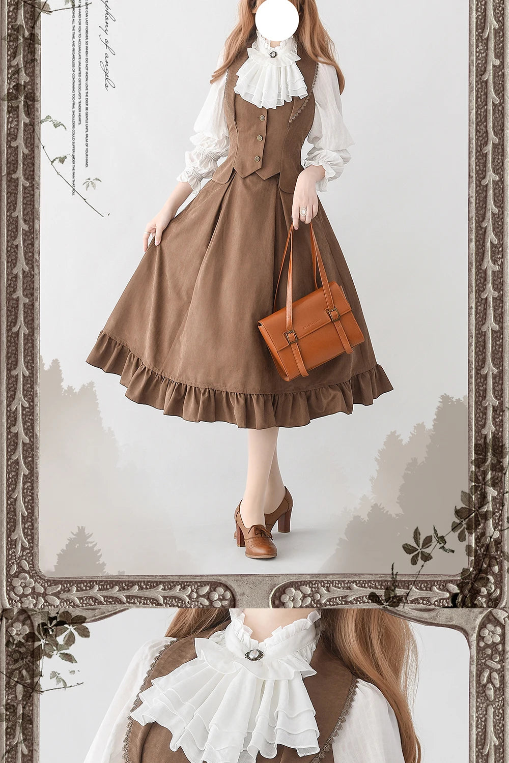 Autumn Winter Clothing Set Ladies Elegant Long Sleeve White Shirt Blouses Retro Vest with Fishbone Skirt Lolita 3 Piece Outfits