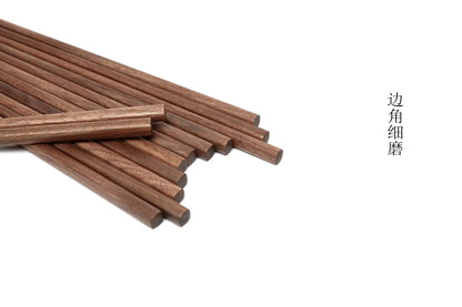 1 pair Japanese Walnut Chopsticks Solid Wood Pointed Round Chopsticks Wooden Tableware Eco-friendly Home Kitchen Supplies