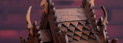 Eco-Friendly Solid Wood Carved House Ornament, Pure Handmade, Living Room, Bedroom Decor, Insect Proof Wood Wax Oil Finished