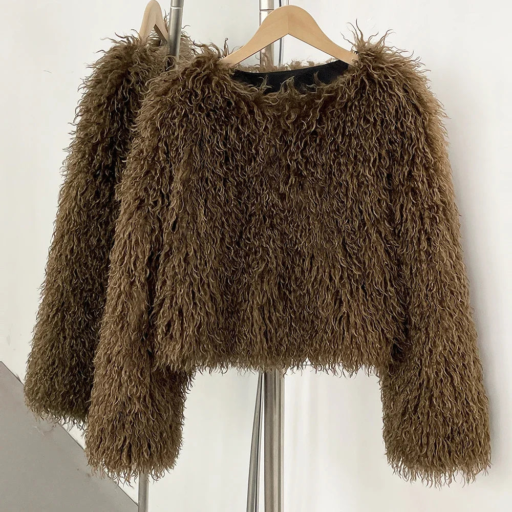 Fur Coat Eco-friendly Fur Jacket New Style Solid Color Women Clothing Cropped Jacket Direct From Manufacturer Eco-friendly Fur