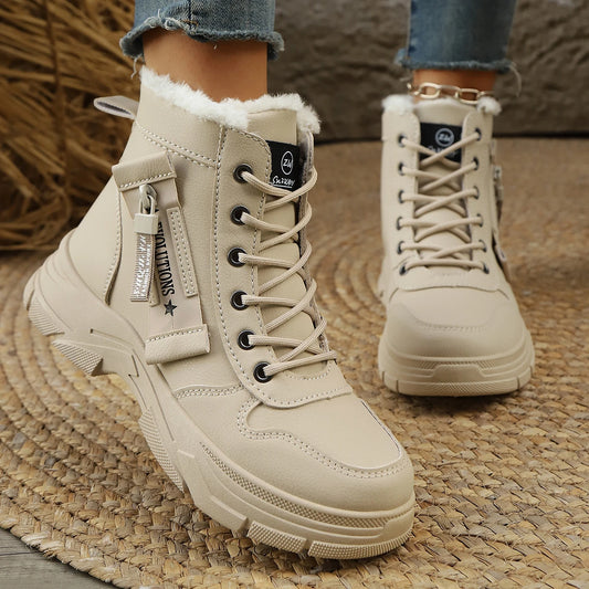 Women Boots Fashion Breathable Casual Wear Tresistantop Lace-up Luxury Shoes  Boots Women High Height Increase Women Sneakers